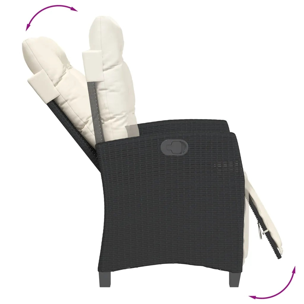 Set da Pranzo da Giardino 7 pz Nero con Cuscini in Polyrattan 3212904