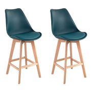 Set di 2 sgabelli scandinavi SVEN blu con cuscino