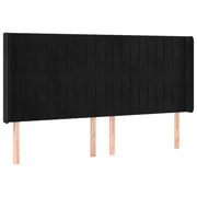 Testiera | Testata ad Orecchio Nera 203x16x118/128 cm in Velluto