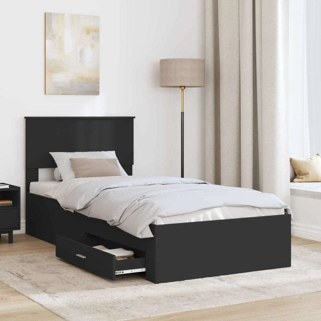 Struttura del letto con testiera Nero e Argento 75 x 190 cm
