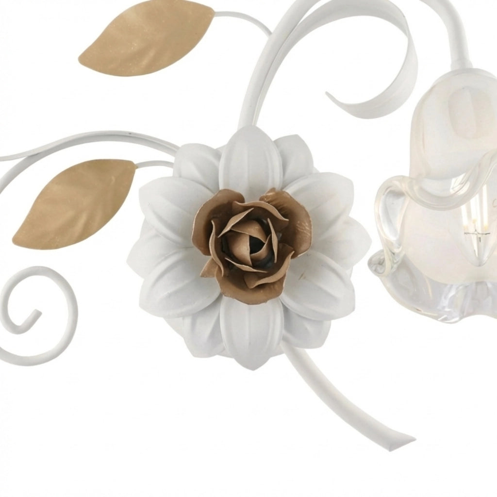 Applique Arte Povera Cesto Metallo Bianco E Oro 1 Luce E14