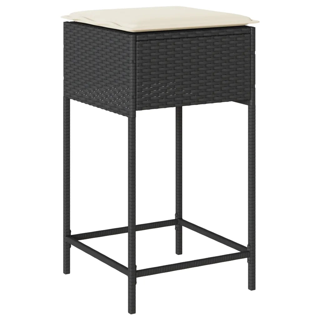 Set Bar da Giardino 5 pz con Cuscini in Polyrattan Nero 3261493