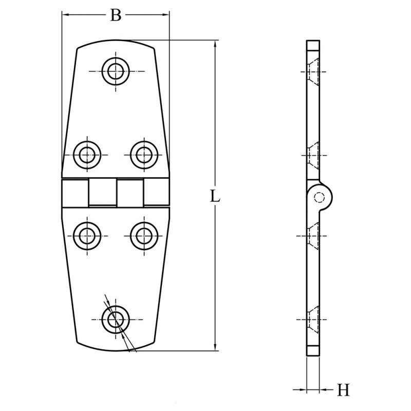 CERNIERA INOX MM.76x38 INOX HINGE MM.102X38