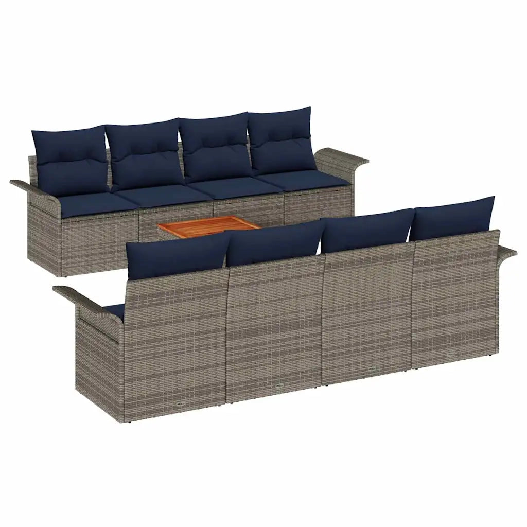 Set Divano da Giardino con cuscino 9 pcs Grigio polyrattan 3347304