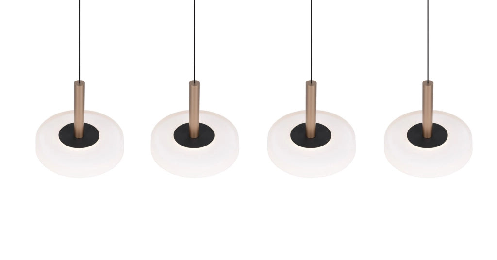 Lampada sospesa moderna bronzo 4 vetro LED 3000K Celeste