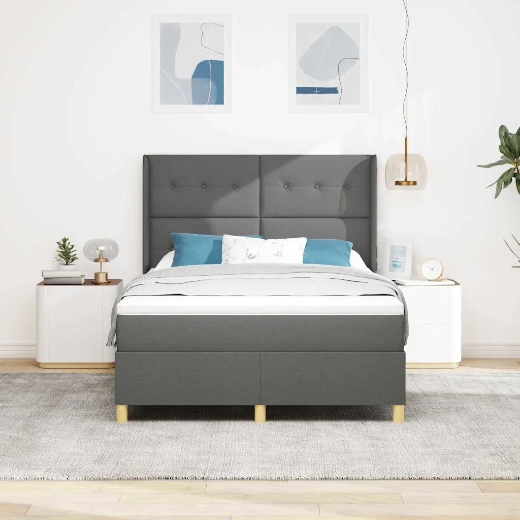 Letto a molle con strisce LED Grigio 140 x 190 cm Tessuto 3343687