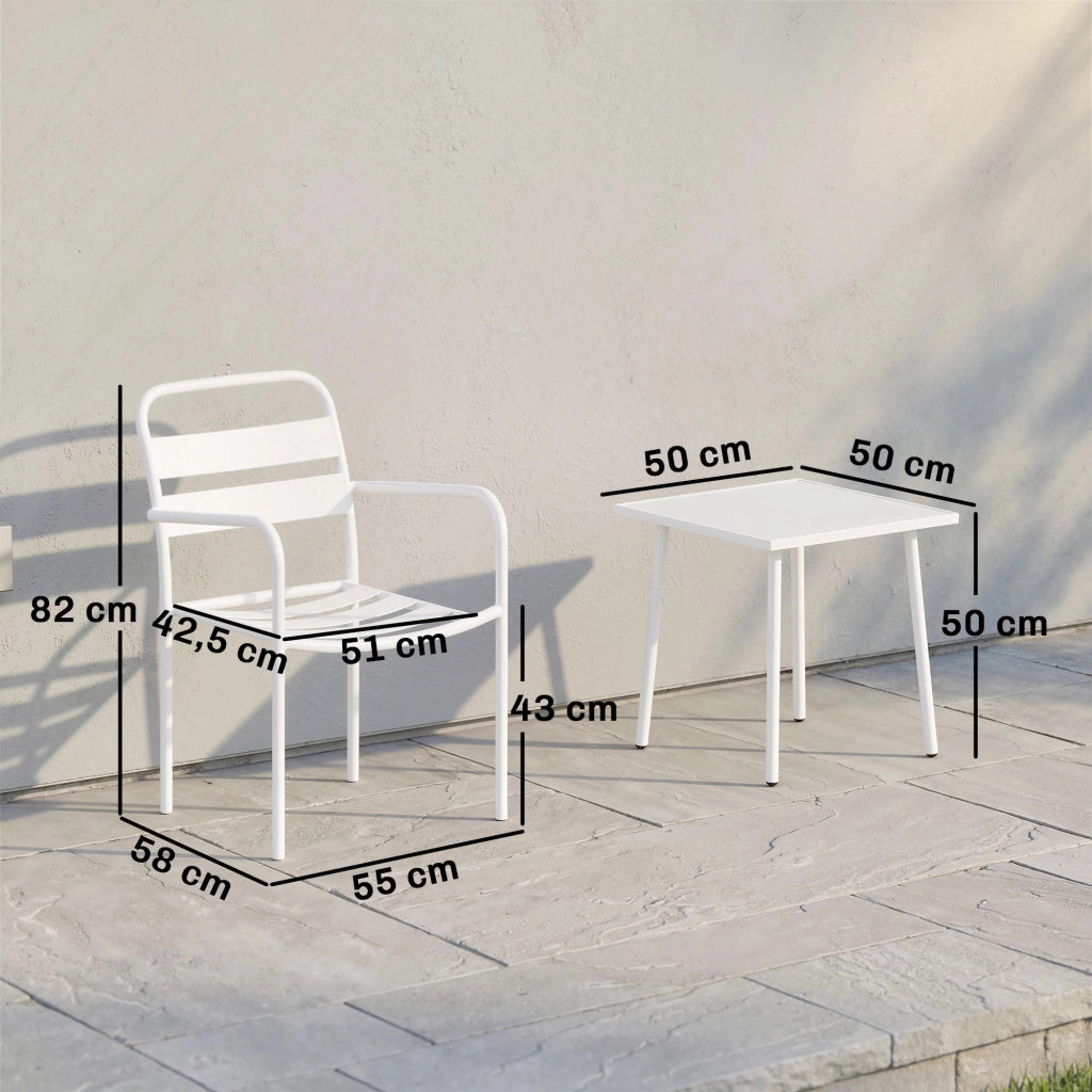 Set Bistrot 3 Pezzi ¨C Minimal ¨C Grigio, Acciaio, 80x80x70