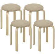 Set 4 Sgabelli Impilabili Imbottiti ¨C Xylo ¨C Tessuto Gambe Legno Cachi
