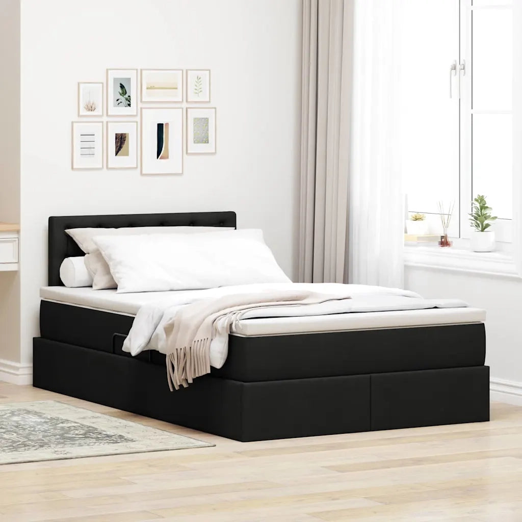 Letto con contenitore e materasso Nero 120 x 200 cm