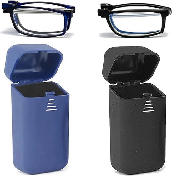 Due occhiali da lettura pieghevoli per uomini e donne, con filtro luce blu, funzionali come ausilio alla lettura. Ultraleggeri, con custodia rigida per un comfort di portata ottimale. 1.5