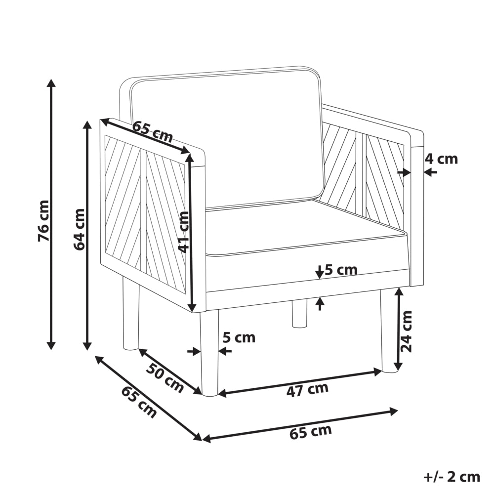 Sedia da giardino in legno di acacia cuscini beige chiaro moderni in stile rustico