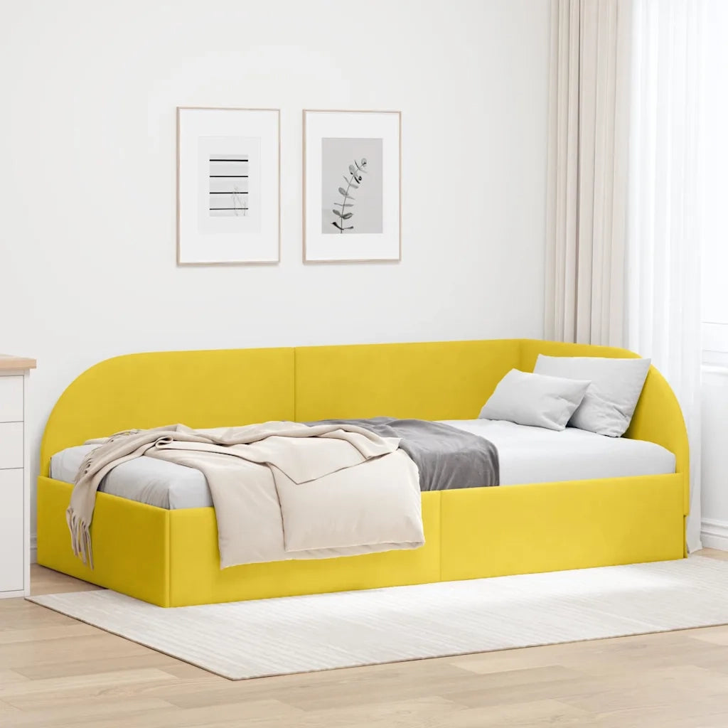 Cornice del letto ad angolo Giallo 80 cm x 200 cm Velluto 42016632