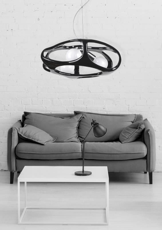Lampadario a sospensione Lampex Amano nero 3xE27 Ø40cm