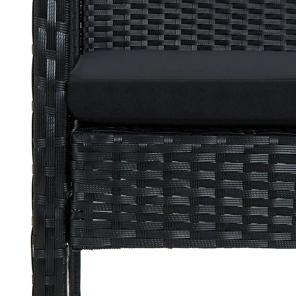 Set Divani da Giardino 4 pz con Cuscini in Polyrattan Nero 45788