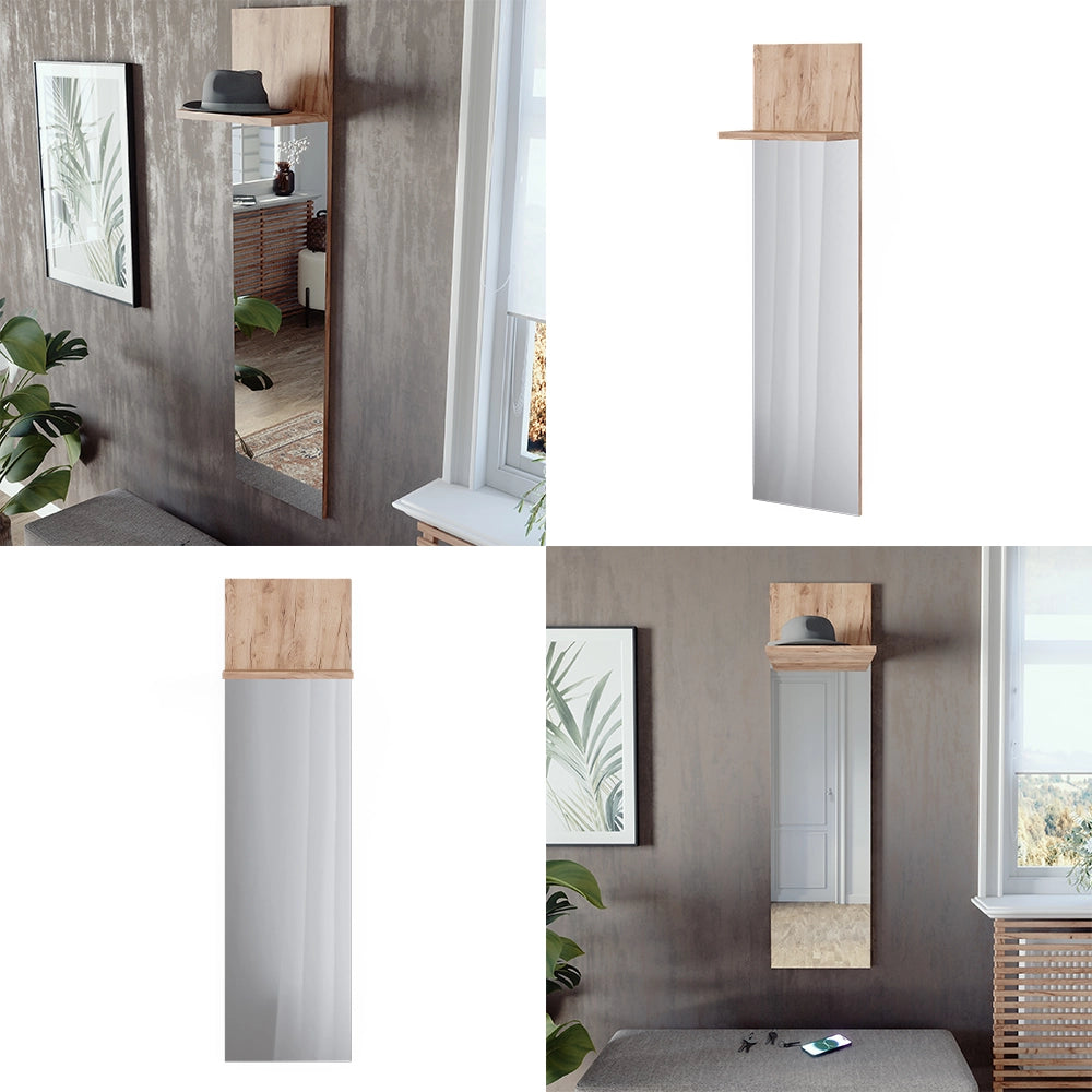 Vicco Appendiabiti da parete Quercia dorata 36 x 135 cm con specchio