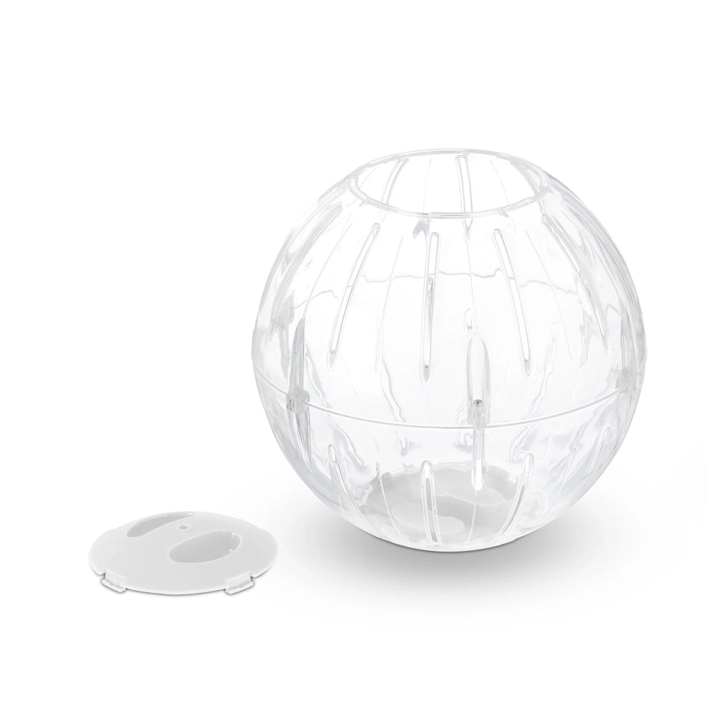Palla da esercizio trasparente per piccoli roditori 30 x 20 cm con coperchio pratico e sicuro in plastica bianca 13_0012593