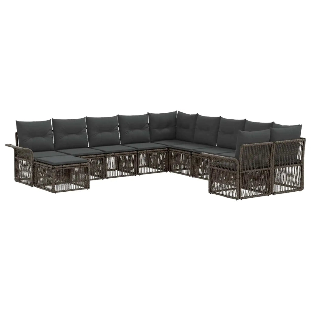Set Divano da Giardino 11 pz Grigio e Grigio Scuro polyrattan 3435029