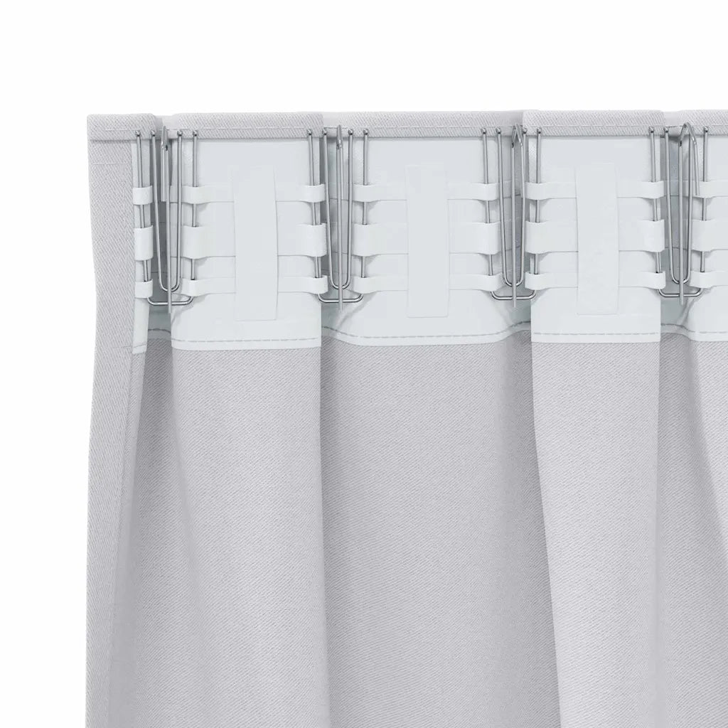 Tende Oscuranti | Tende Blackout con Anelli 2 pz Grigio Chiaro 245 x 140 cm