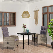 Set da Pranzo da Giardino 3 pz con Cuscini Grigio e Nero 3099371