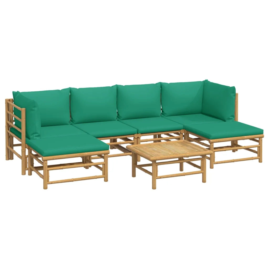 Set Salotto da Giardino 7pz con Cuscini Verdi Bambù 3155165