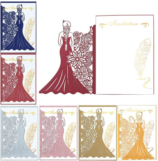 Carta di Auguri per Matrimonio - 6 Stuks - Colorati - Carte di Auguri per il Matrimonio - Carte di Auguri per la Sposa e lo Sposo - Dimensioni 18 x 24,3 cm - Carta di Auguri per il Matrimonio