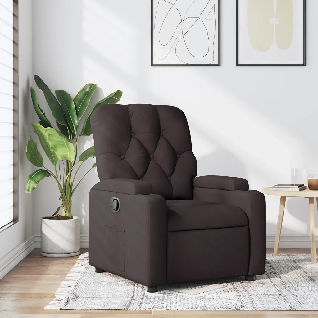 Poltrona | Sedia Relax Reclinabile Marrone Scuro in Tessuto