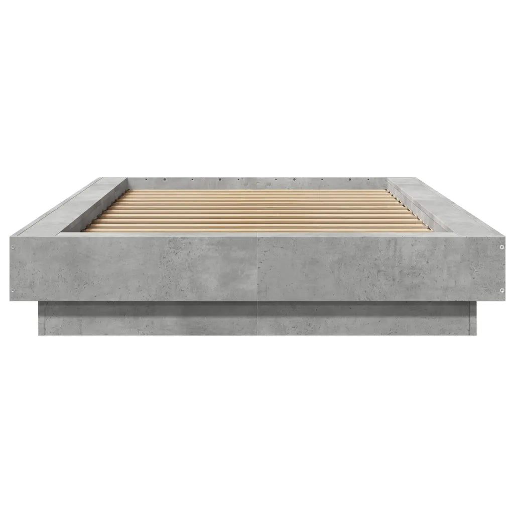 Letto singolo | Letto per adulti | Giroletto Luci LED Grigio Cemento 90x200cm in Legno Multistrato