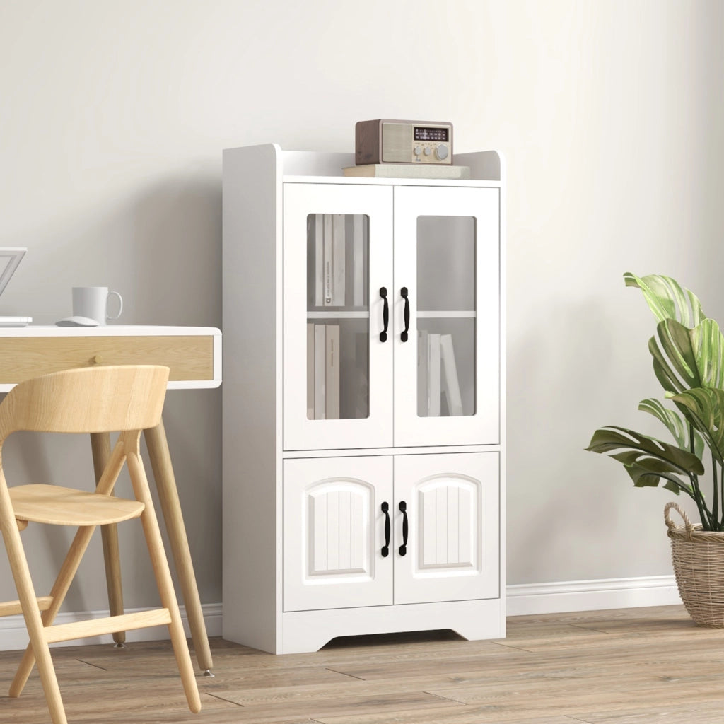 Libreria con ante in vetro scaffale regolabile ¨C Minimal ¨C Bianco 60x30x116cm