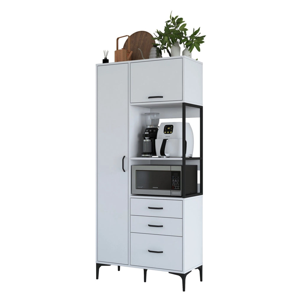 Madia Solofra, Credenza 5 Ripiani, 90x40x199h cm Bianco