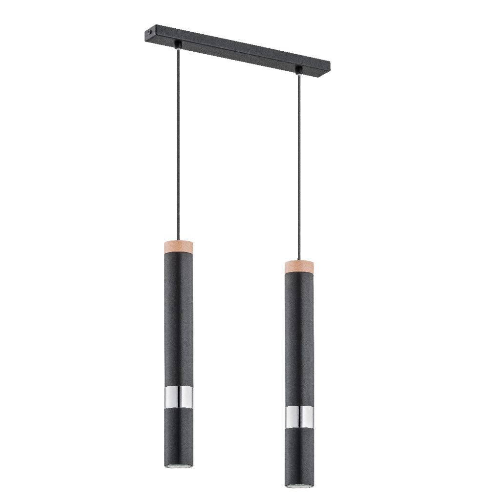 Lampada sospensione moderna nero argento bronzo 2xG9 Alfa