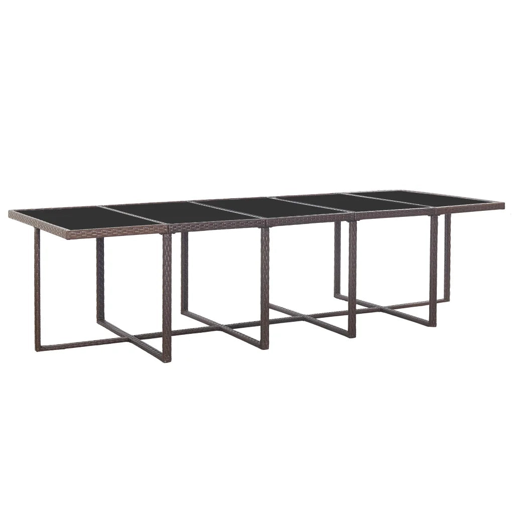 Set da Pranzo da Giardino 15 pz con Cuscini Polyrattan Marrone 46421