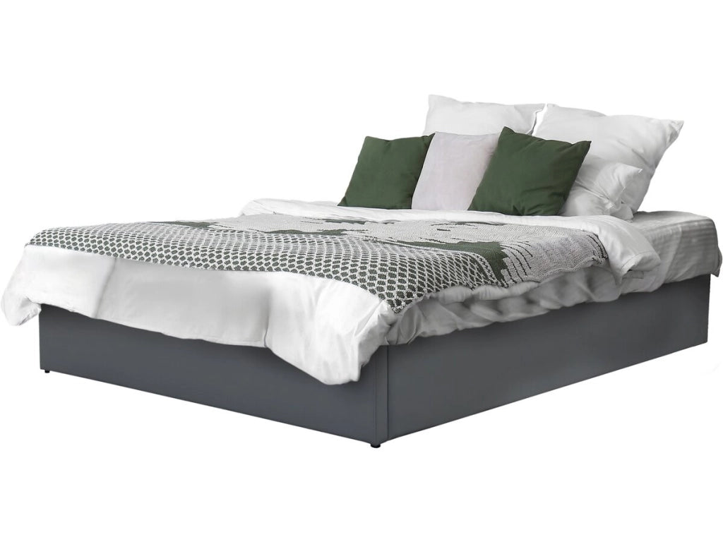Letto matrimoniale in PVC "Ava" con contenitore - 140 x 190 cm - Grigio