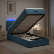 Letto Ottomano con Materasso e LED Blu scuro 100 x 200 cm 3457051