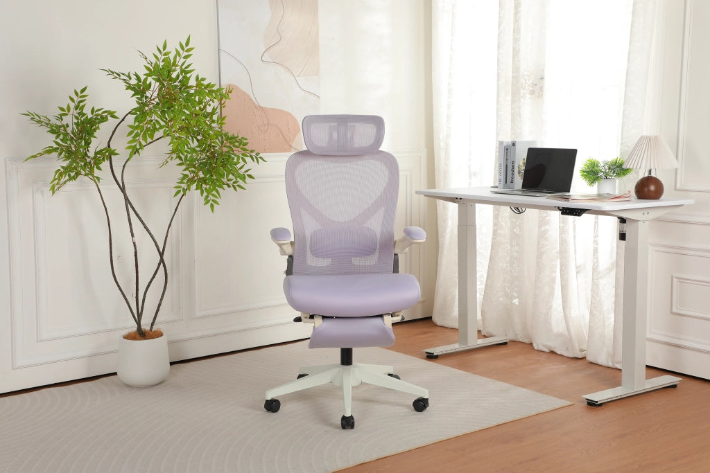 Sedia da ufficio ergonomica pieghevole ¨C zephmum ¨C viola con schienale regolabile, braccioli reclinabili e poggiatesta