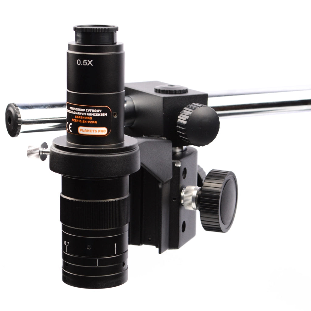 Mikroscopio Digitale Earth Pro MCEP-0.5X-PZRR con Braccio Regolabile e Illuminatore 56xLED | Zoom 7-45x, C-Mount