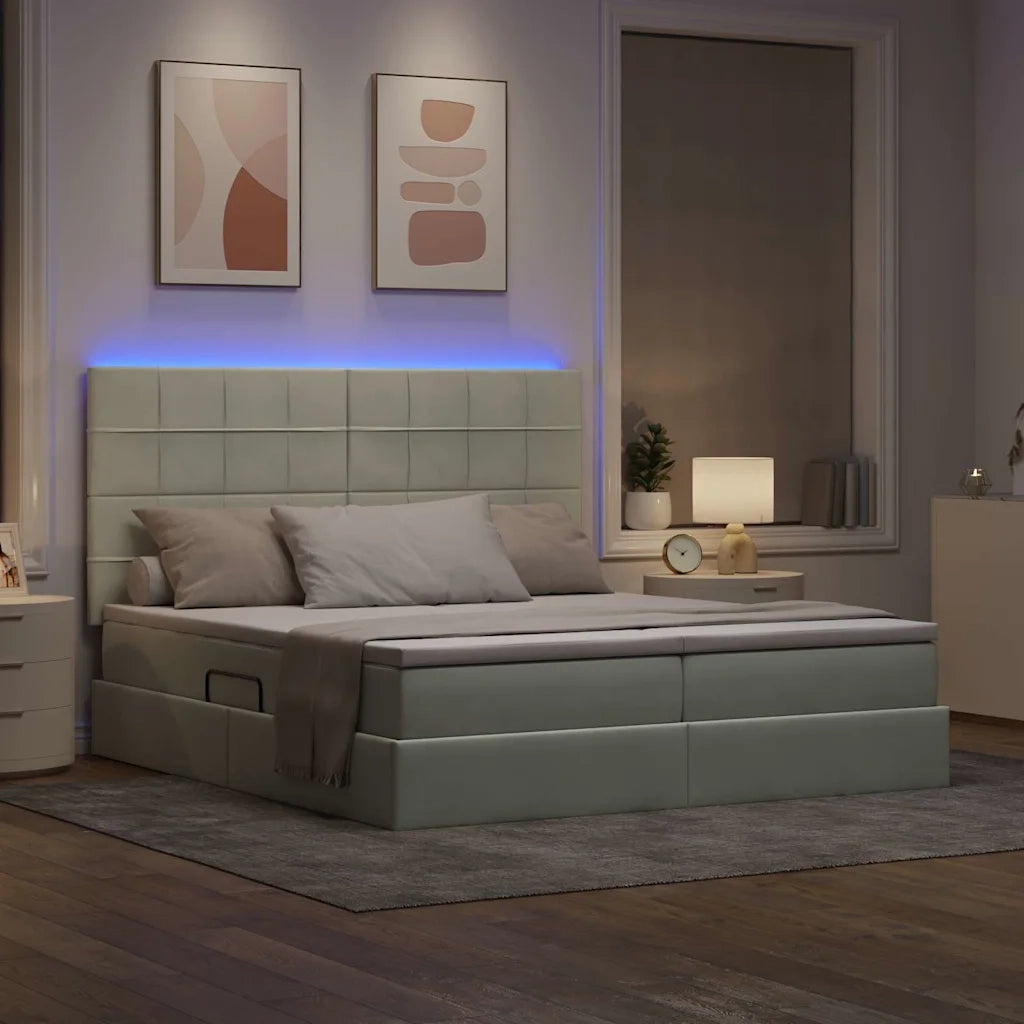 Letto con testiera Grigio chiaro 180 x 200 cm Velluto
