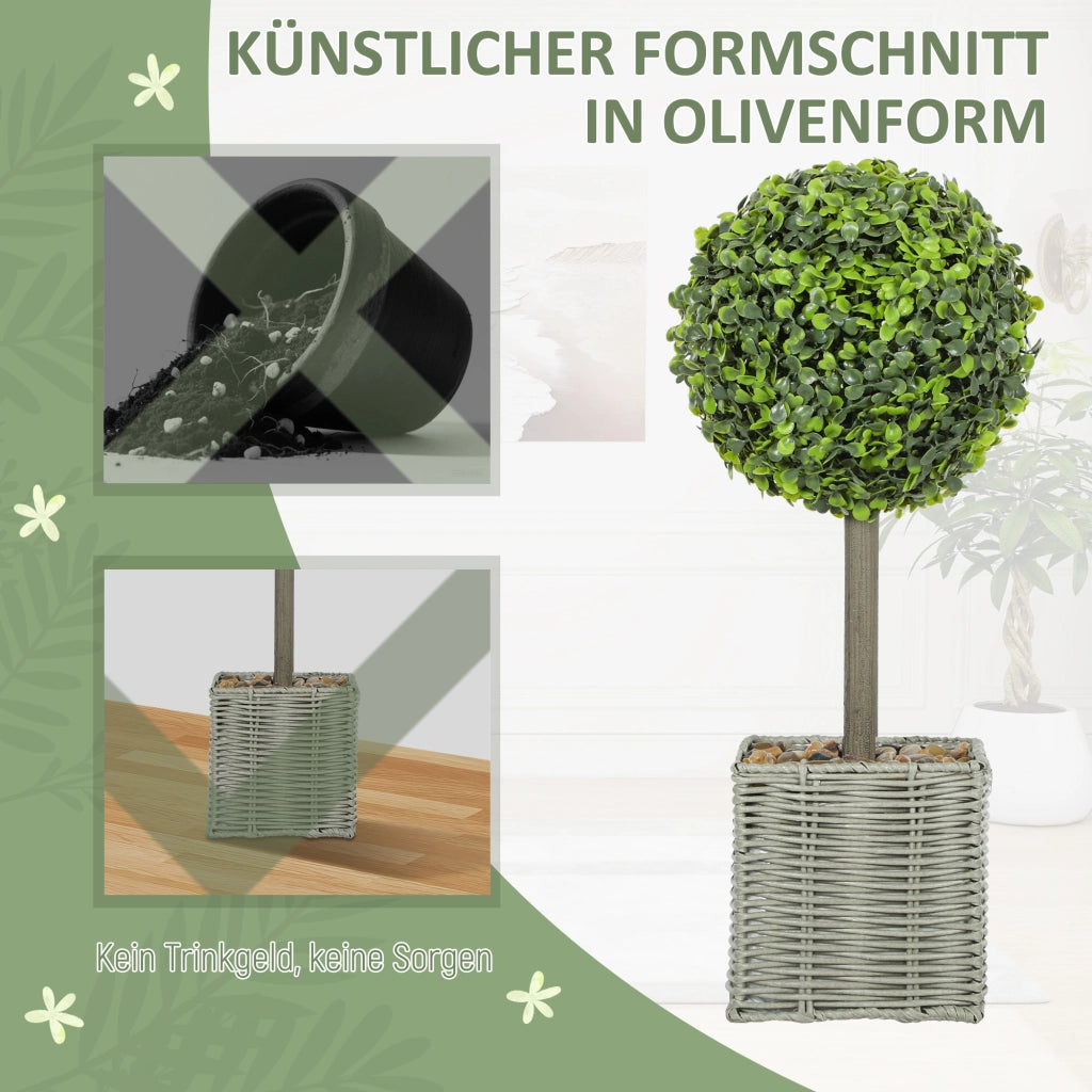 Set 2 piante artificiali ¨C Minimal ¨C Verde, plastica, cemento, UV resistente, interno/esterno
