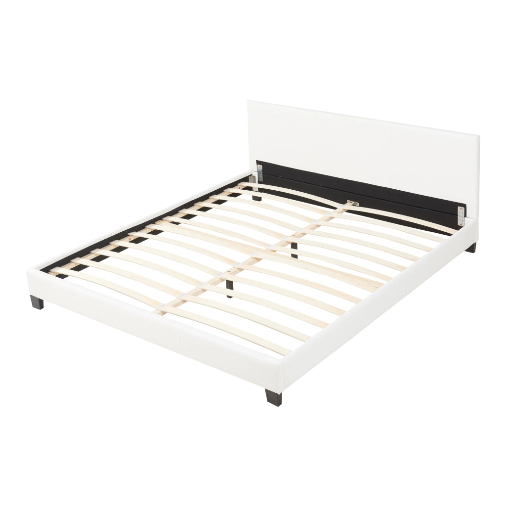 Letto Matrimoniale a Testiera Alta Letto a 2 Piazze 180x200 cm Rivestimento in Similpelle Bianco Corium