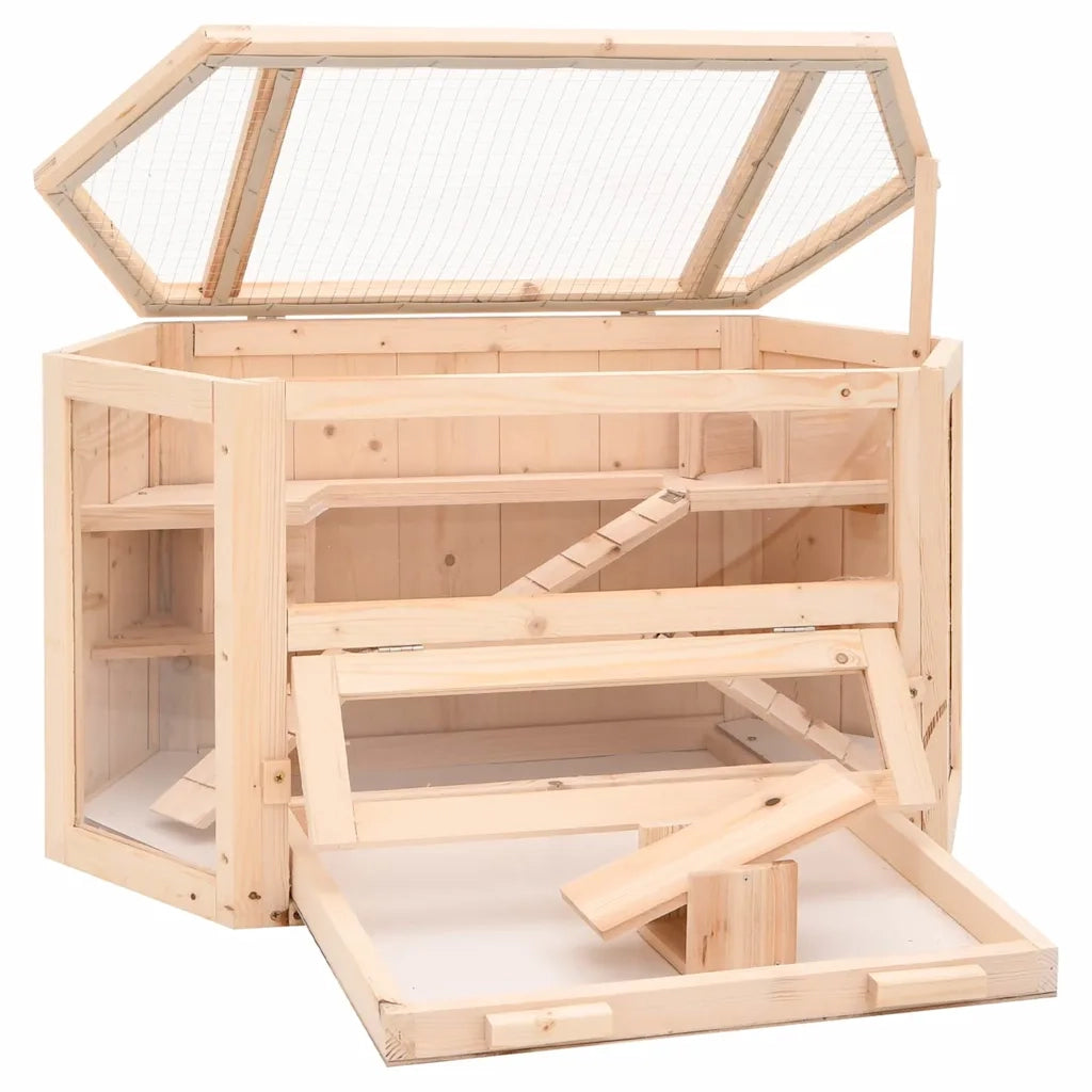 Gabbia per Criceti 80x40x43 cm in Legno Massello di Abete 172379