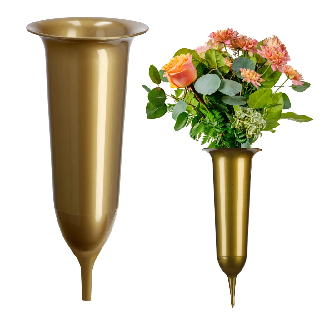 Vaso KADAX Bottiglia per Cimitero Lapide 35cm Lapide per Fiori Oro