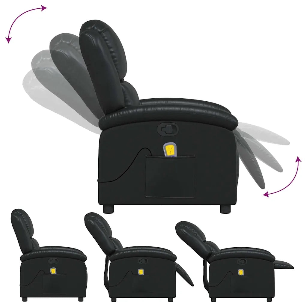 Poltrona Massaggiante | Sedia Relax Reclinabile Nera in Similpelle