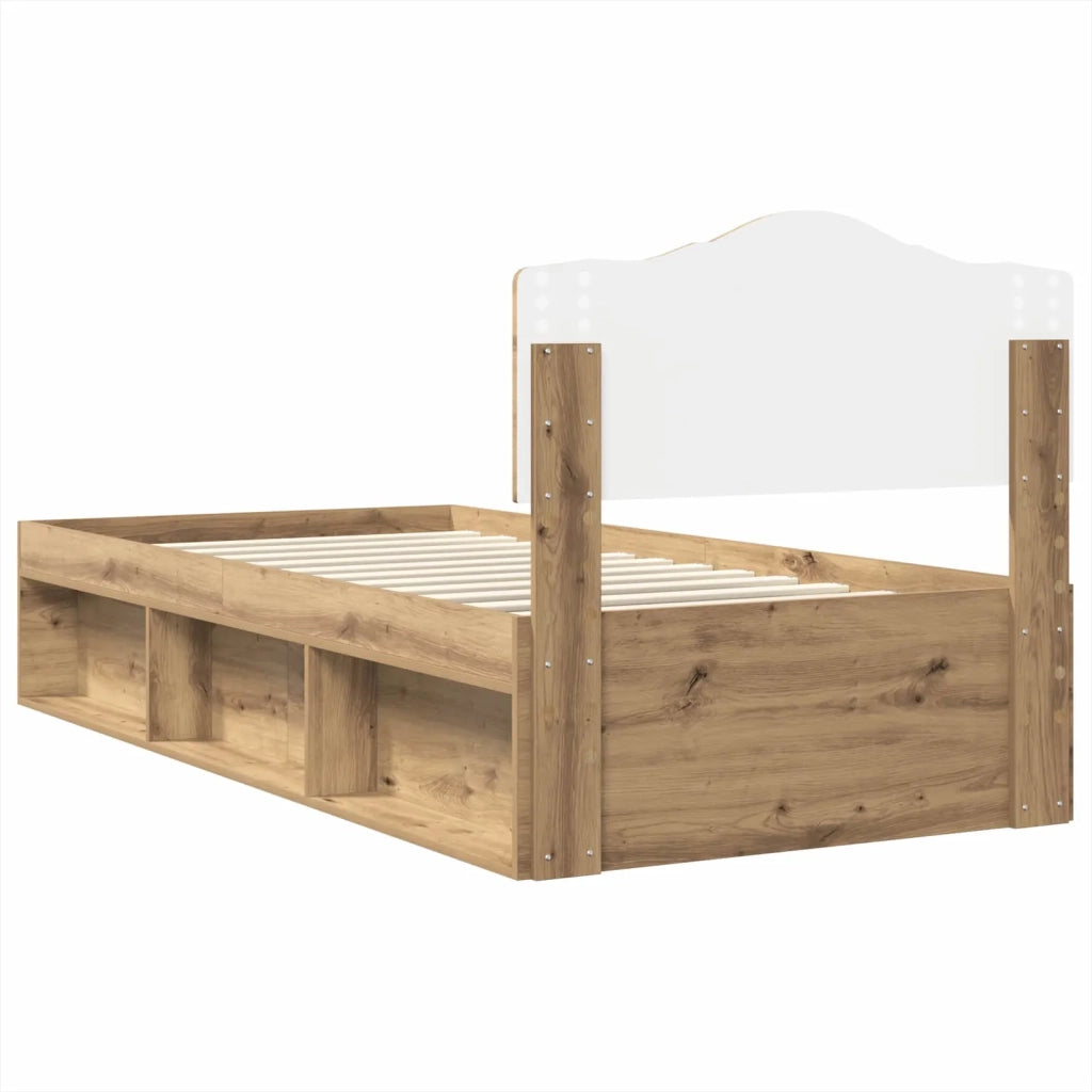 Letto singolo | Letto per adulti | Struttura del letto con testiera Rovere Artigianale 90 x 190 cm