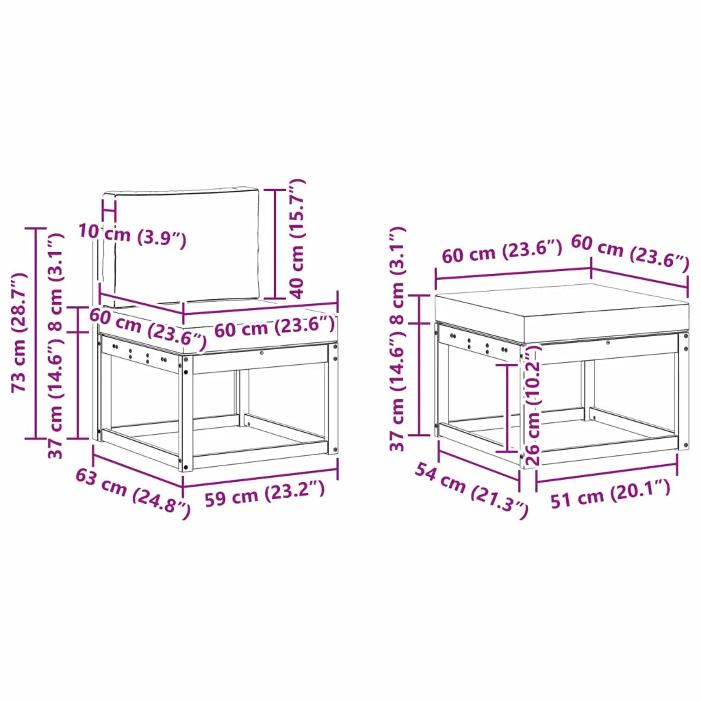 Set di divani da esterno con cuscino 4 pcs Naturale e Antracite 3366230