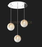 SOSPENSIONE CROMO 3 LUCI TONDA VETRI AMBRA 1184CR-S3 T-AM
