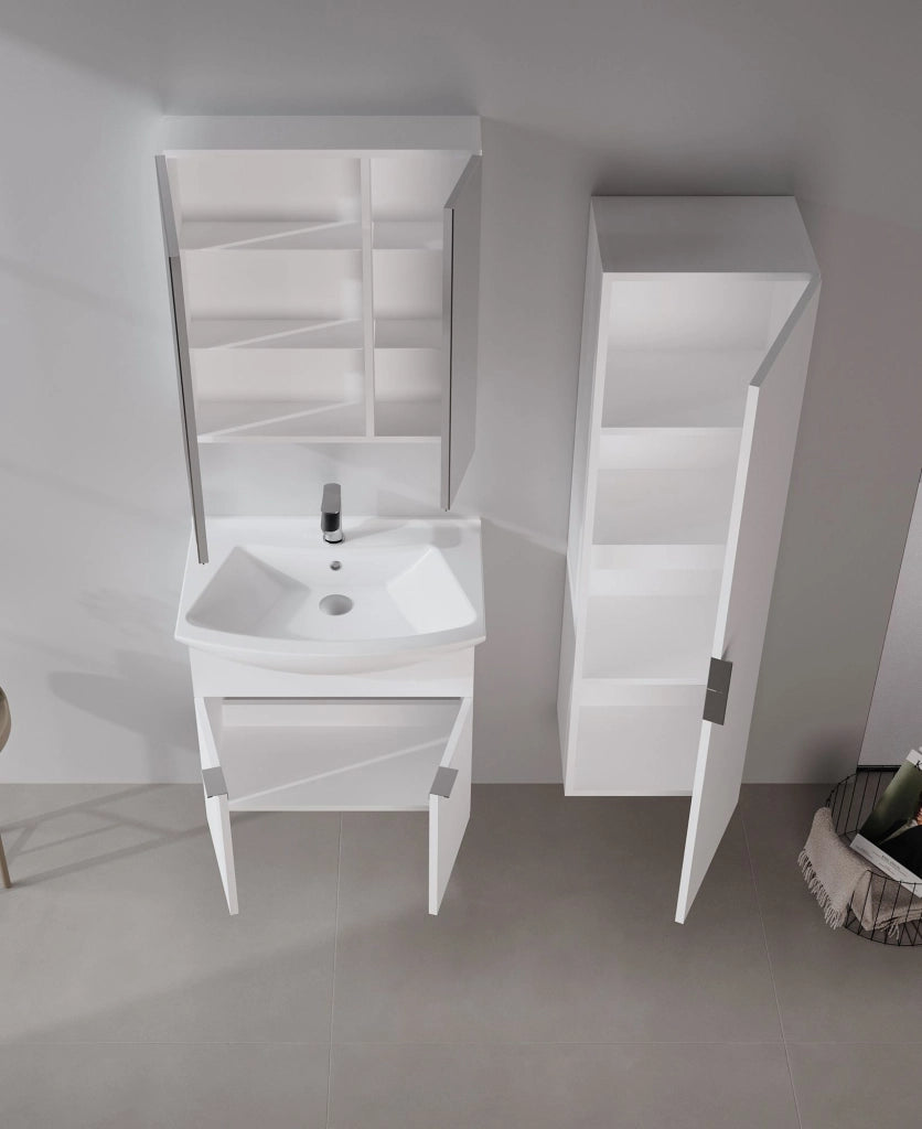 Set mobile lavabo con specchio (2 pezzi) "Purus 65" - 65 x 50 x 58 cm - Bianco