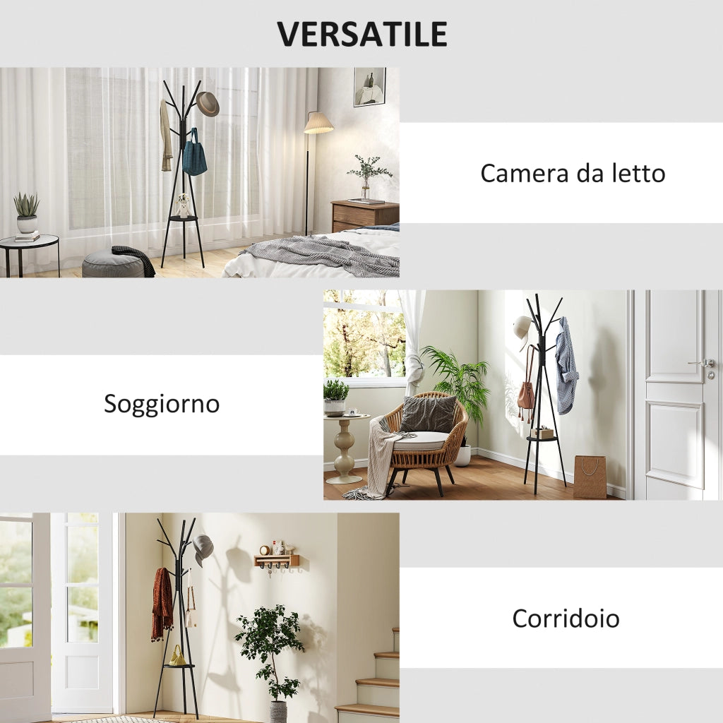Appendiabiti da Terra Verticale per Ingresso ¨C Xylo ¨C Nero 45x45x180cm