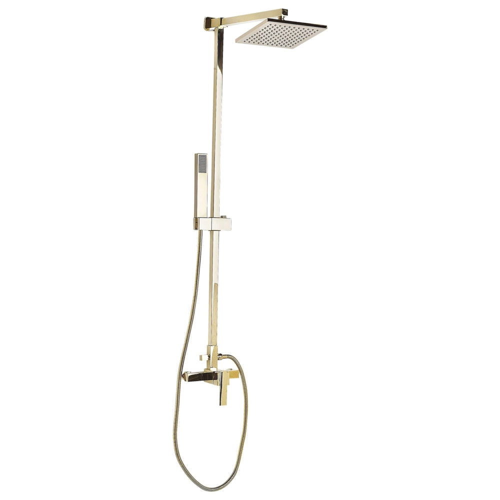 Set Miscelatore Moderno Doccia A Pioggia In Ottone Dorato A Parete
