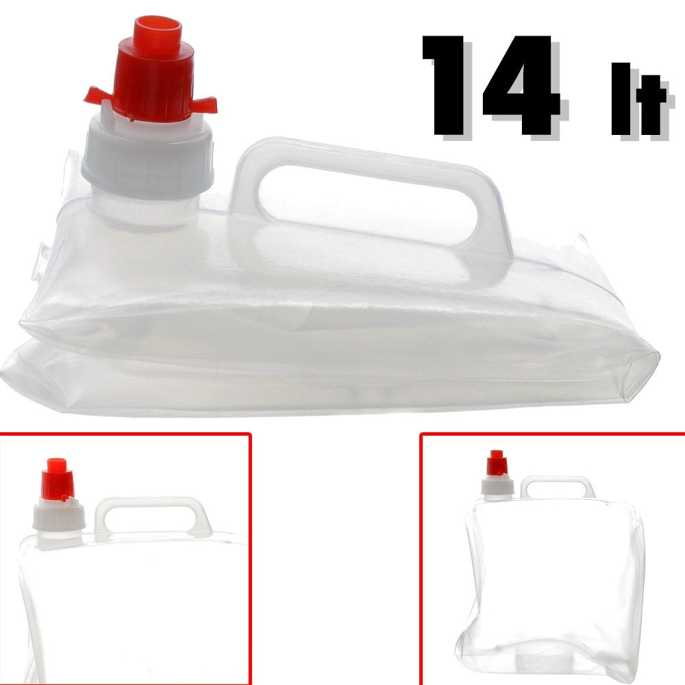 Trade Shop - Tanica Pieghevole Da 14 Litri Con Rubinetto Da Viaggio Campeggio Montagna Mare -
