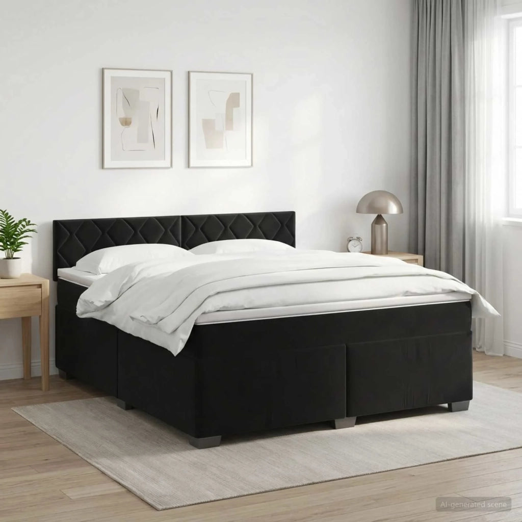 Letto box spring con materasso Nero 140 x 200 cm Velluto 3450736