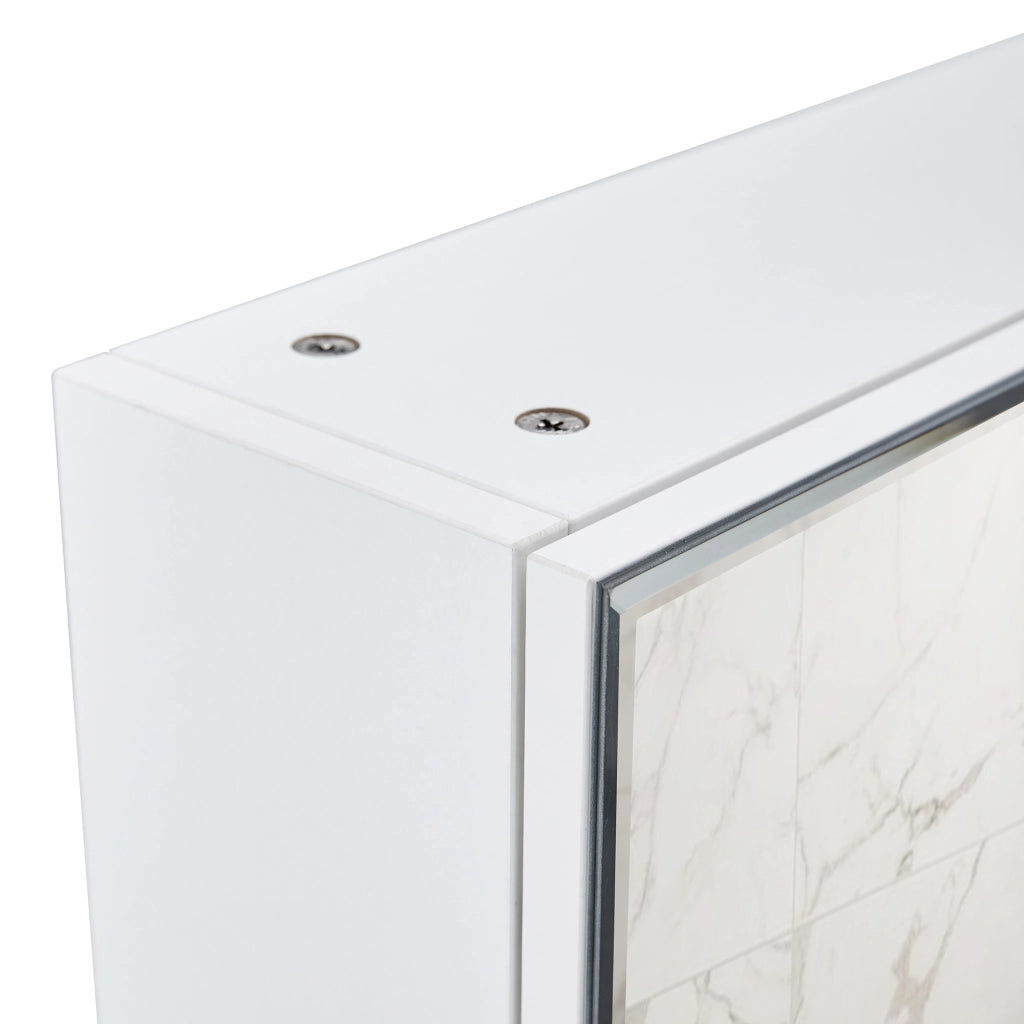 Mobile specchiera da parete bianco con specchio di sicurezza e scomparti interni, 55 × 56 cm